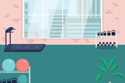 Gym for employees flat color vector illustration