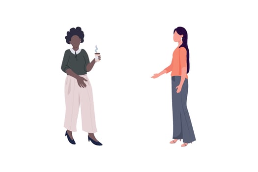 Corporate female workers flat color vector faceless character set