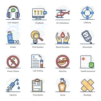 Emergency Medical and Healthcare icon set vector