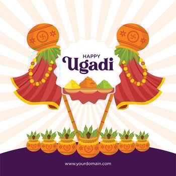 Flat happy ugadi celebration banner vector