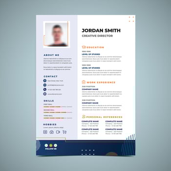 Orange And Blue Light Resume Design Template vector