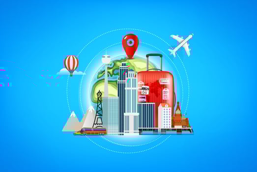 Travel destinations concept. Vector illustration