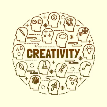 creativity minimal thin line icons set vector