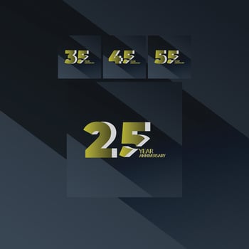 Set Year Anniversary Celebration Gold and Black Background Color Vector Template Design Illustration