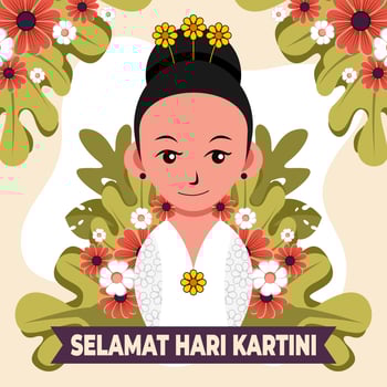 Celebrating Happy Kartini Day With Cute Little Girl vector