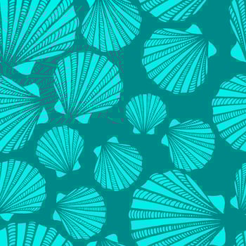 Seamless pattern with seashells. Marine background.  Hand drawn vector illustration in sketch style. Perfect for greetings, invitations, coloring books, textile, wedding and web design.