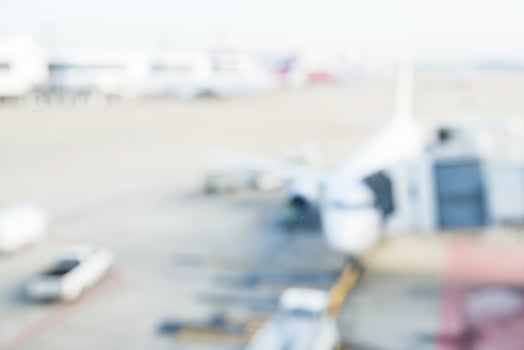 Abstract blur airplane in the airport photo