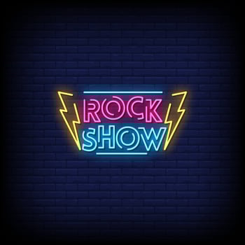 Rock Show Neon Signs Style Text Vector