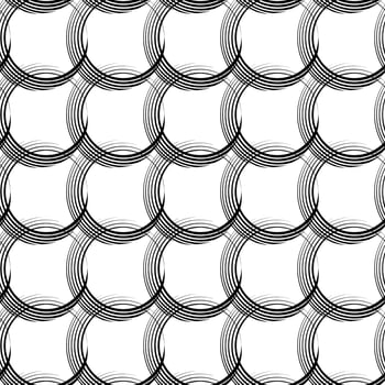 Vector seamless linear pattern of uneven lines in the form of intersecting circles.