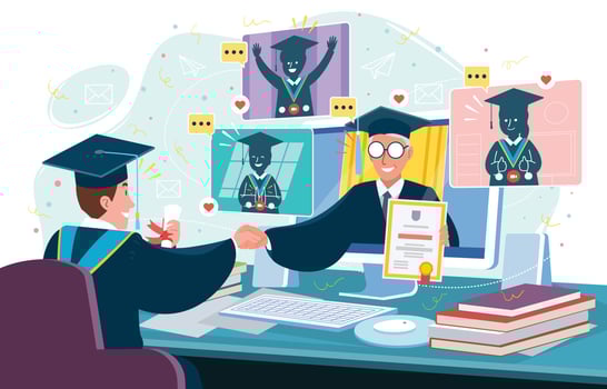 Online Graduation Ceremony Concept vector