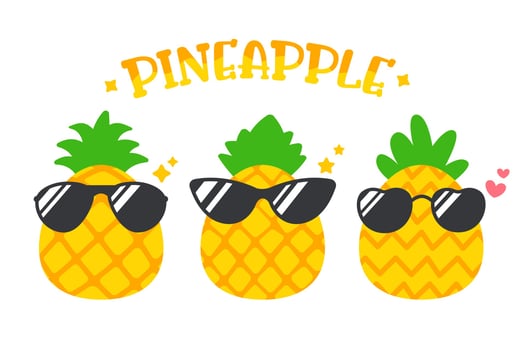 Cartoon pineapple wearing sunglasses in summer Isolated on white background vector