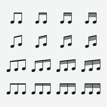 vector illustration of music note icons set