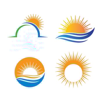 Sunset beach logo images vector