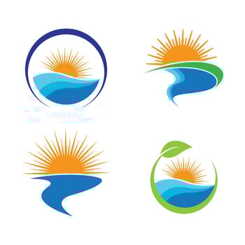 Sunset beach logo images vector