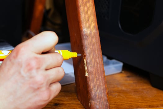 Restoration and repair of wooden furniture close-up photo