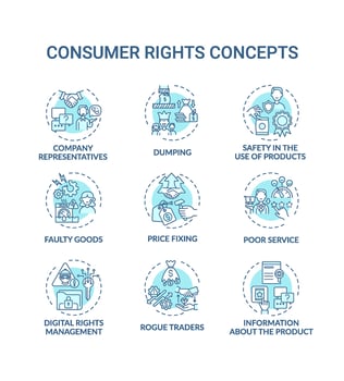 Consumer rights concept icons set vector