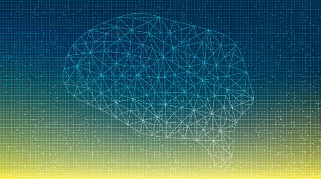 Brain Technology on Circuit Microchip Background vector