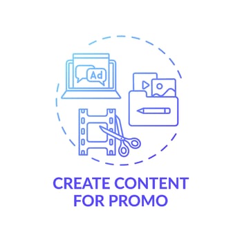 Creating content for promo concept icon vector