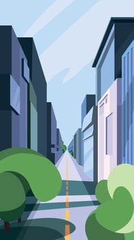 Beautiful city landscape. Urban scenery with modern buildings. vector