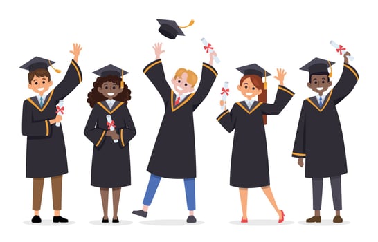 Happy Students Celebrating Graduation vector