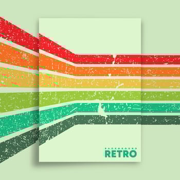 Retro design poster with vintage grunge texture and colorful stripes. Vector illustration