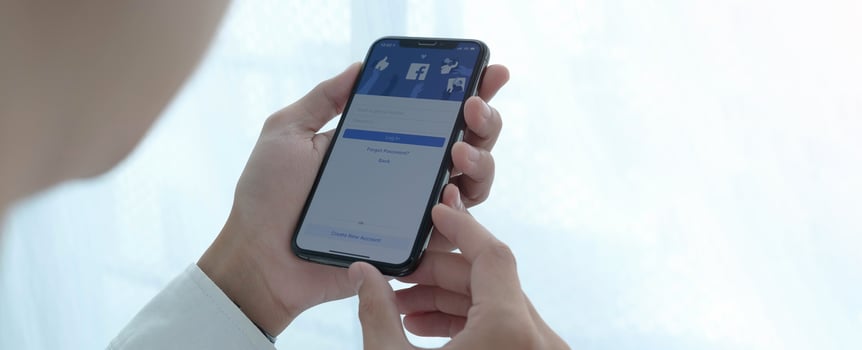 Chiang Mai, Thailand, Jul, 27, 2021 - Person using the Facebook app photo