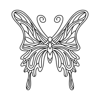 Butterfly coloring book. Linear illustration of a butterfly. The mandala insect. Vector illustration