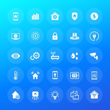 Smart home, house automation system icons, vector set