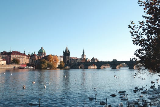 Scenic view of Charles Bridge in Prague photo