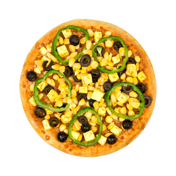 Isolated veggie pizza on white background photo