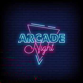 Arcade Night Neon Signs Style Text Vector