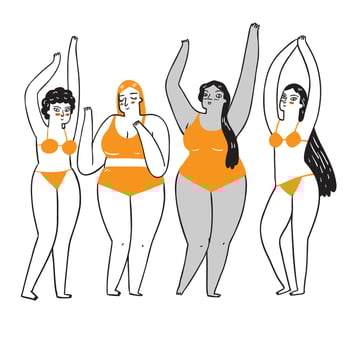 A group of women who are diverse in ethnicity and skin color vector