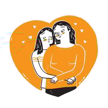 The love of daughter and mother. vector