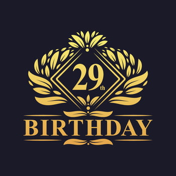 29 years Birthday Logo, Luxury Golden 29th Birthday Celebration. vector