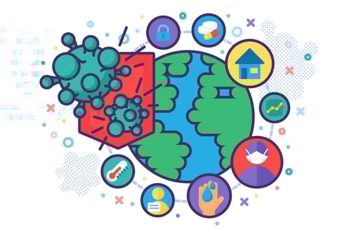 Global Covid World Danger Risk Infographic Signs vector