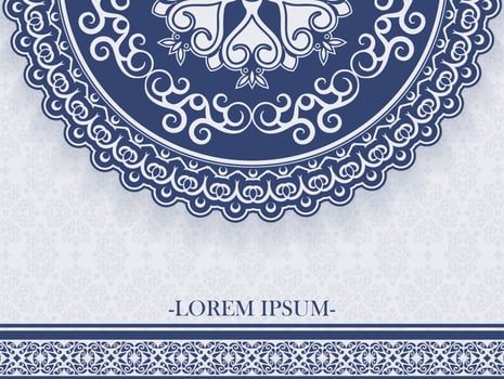 Blue mandala and border background concept vector