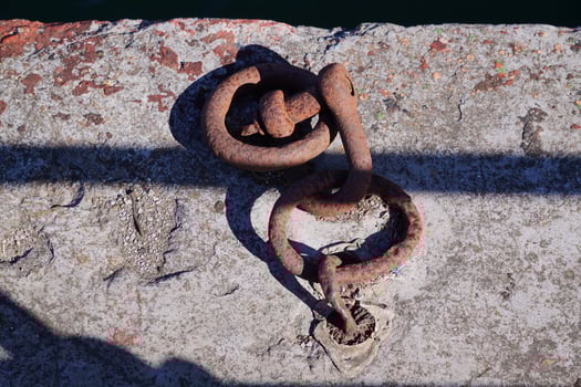 Old abandoned metallic chain photo