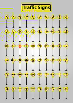 Set of Warning Traffic Signs vector