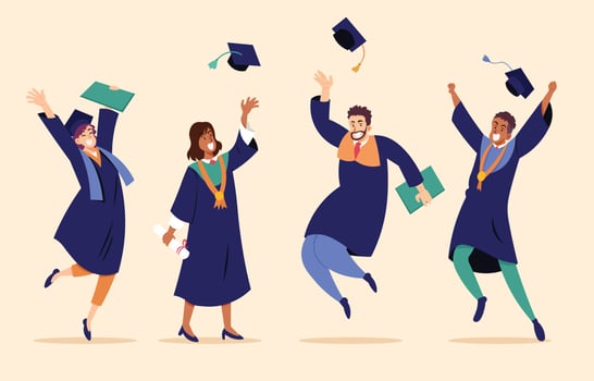 Happy Students Celebrating Graduation vector