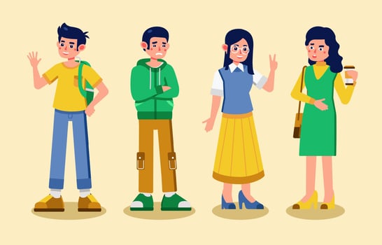 Group of Young Teenager College Character vector