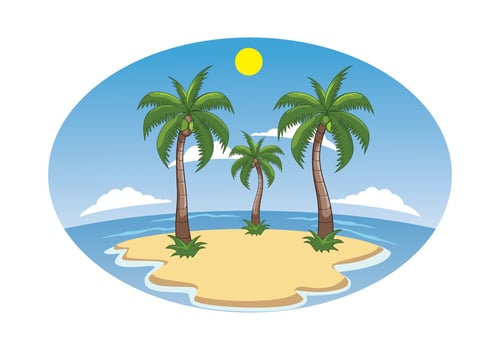 Beach island cartoon illustration vector