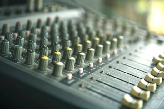 Sound recording studio or sound music mixer control panel photo