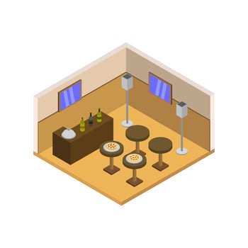 isometric restaurant room on background vector