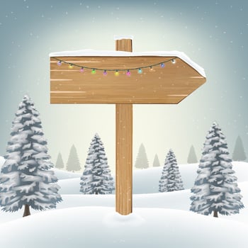 christmas direction wood board sign on snow vector