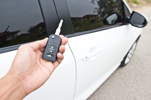 Car keys on a white car photo