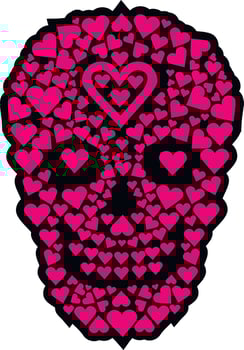 Valentines day skull with heart, grunge vintage design t shirts vector