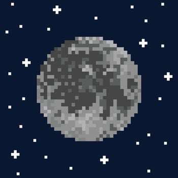 Pixel art moon and stars vector