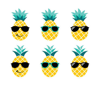 Pineapple with sunglasses. Summer vacation concept. vector