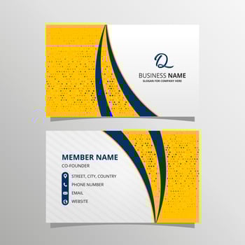 Yellow and Blue Business Card Template With Curved Shapes vector