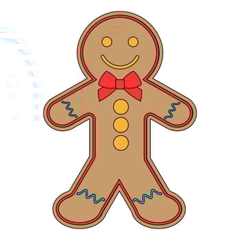 Simple illustration of gingerbread man holiday biscuit or cookie vector
